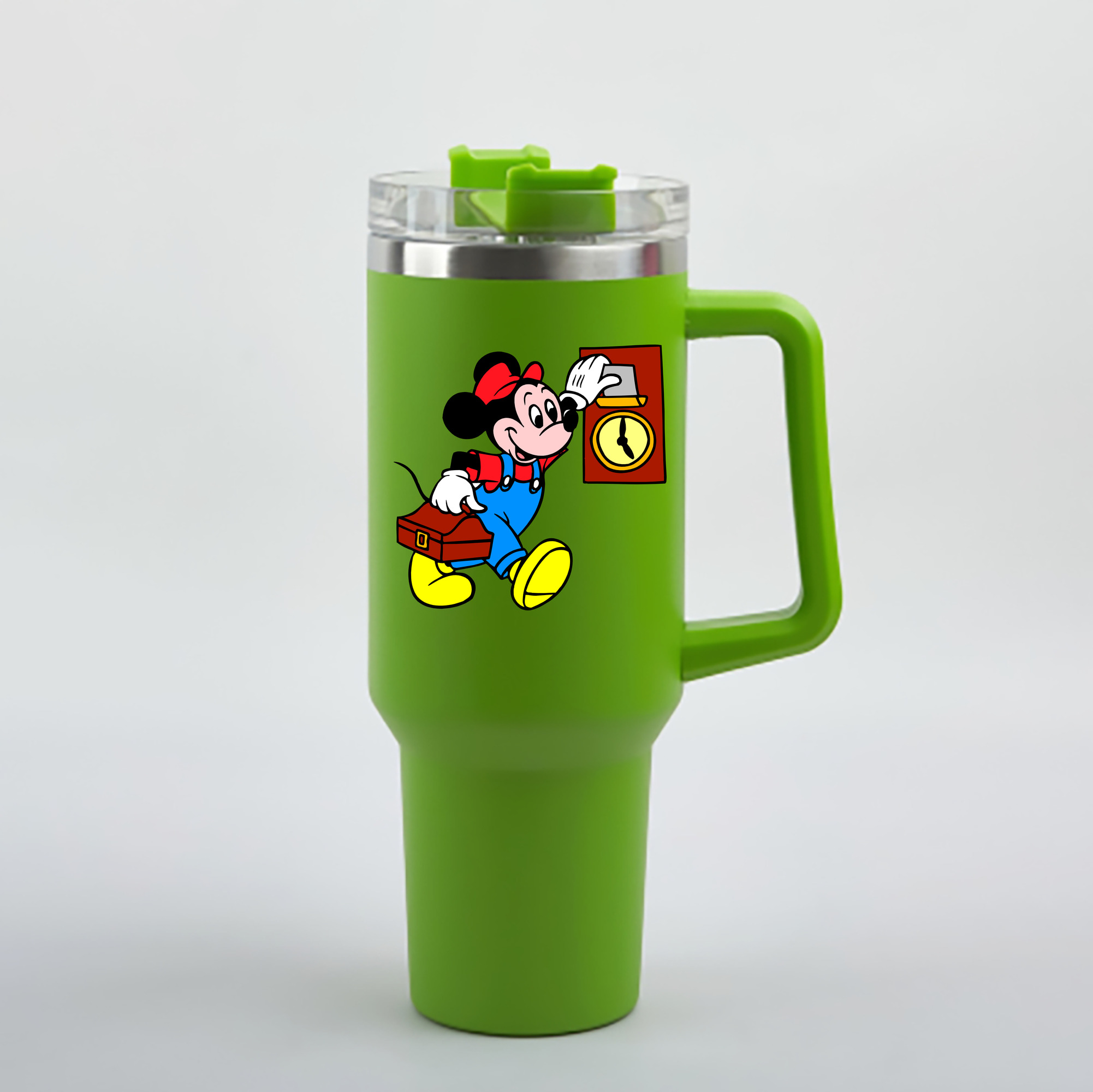（画像用） ミッキーマウス Mickey Mouse 1200mL車用タンブラー - クリスタルステッカー（プラスチックストロー付き）